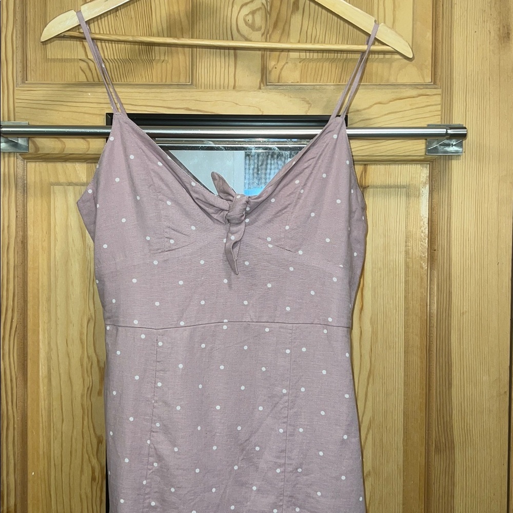 American Eagle Outfitters  Slip Dress  Blush Polkadot Cotton Linen blend Sz 4